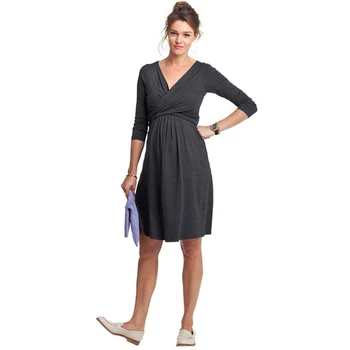 

Front V-neck Maternity Dress for Women Pregnant Clothes Spring Autumn Knee Length Nursing Pregnancy Dress+Sash Maternity Outwear
