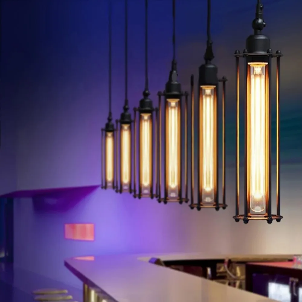 

Coquimbo Retro Iron Flute Pendant Lamp Bedroom Living Room Industrial Edison Wrought Iron Hanging Lighting 110V/220V/240V