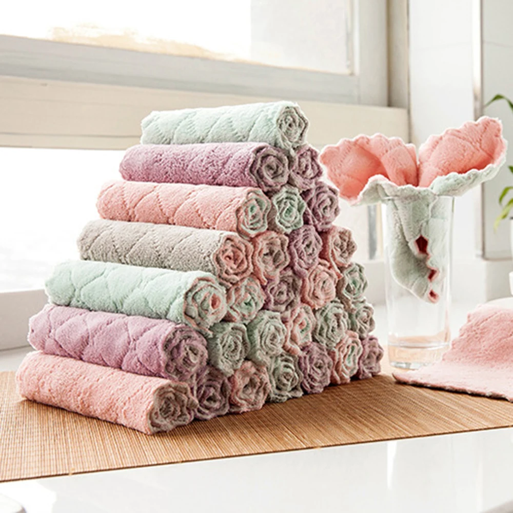 

10 PCS Absorbent Dishcloth Cleaning Rags Dishcloth Microfiber Kitchen Towel For Window Rags Glasses Washing Dish Towels