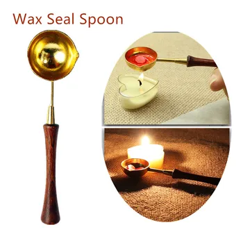 

WYSE Sealing Wax Spoon Brass/steel Seal Stamp Spoons with Rosewood Handle for Wedding Post Gift Vintage craft Decor card making