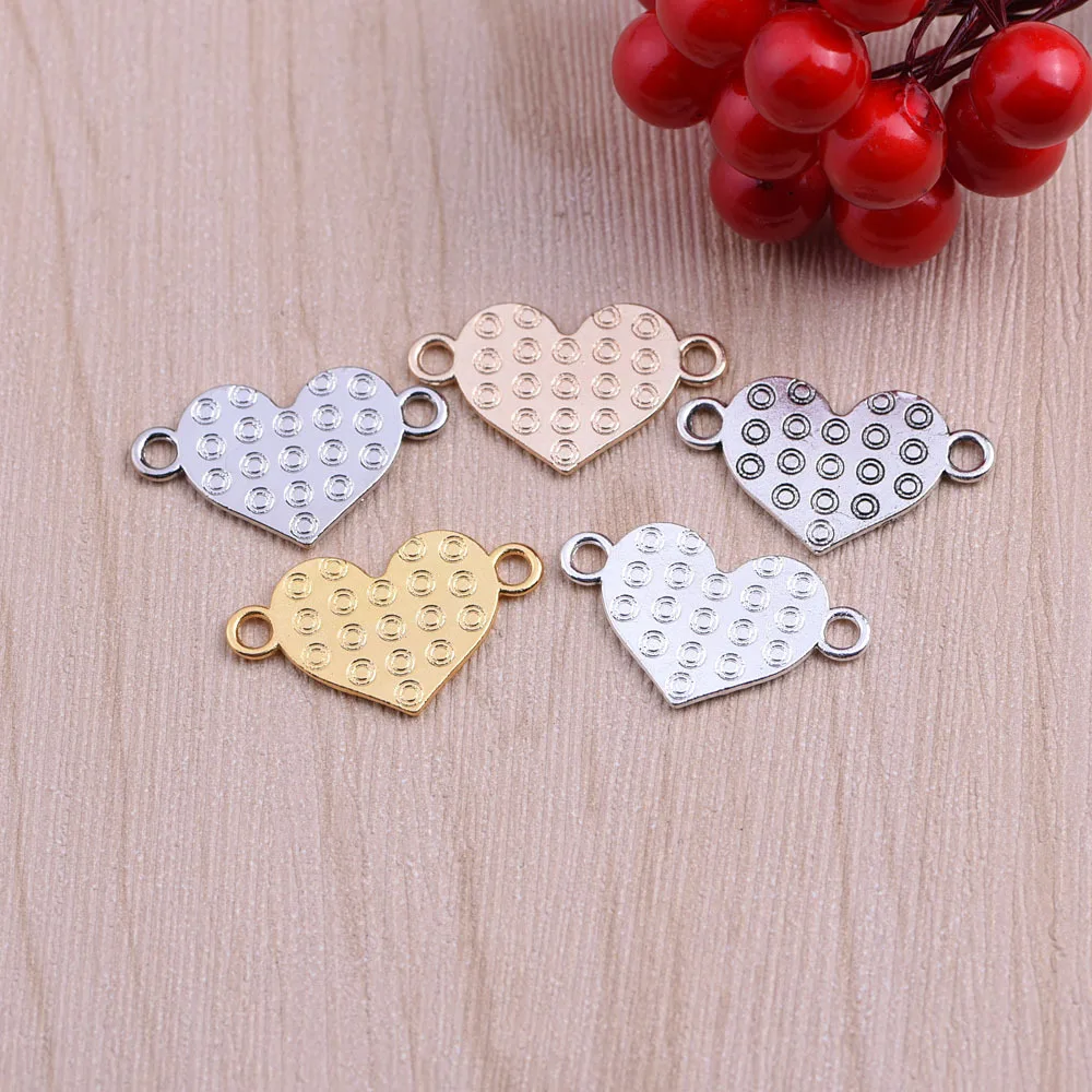 Free Shipping! 50pcs Findings Making Jewelry 5colors Love Heart Charm