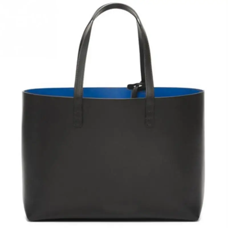 Новинка, женская модная сумка-тоут, офисные женские сумки, искусственная кожа, сумка на плечо, Большая вместительная сумка-мешок с кошельком - Цвет: Black and Blue