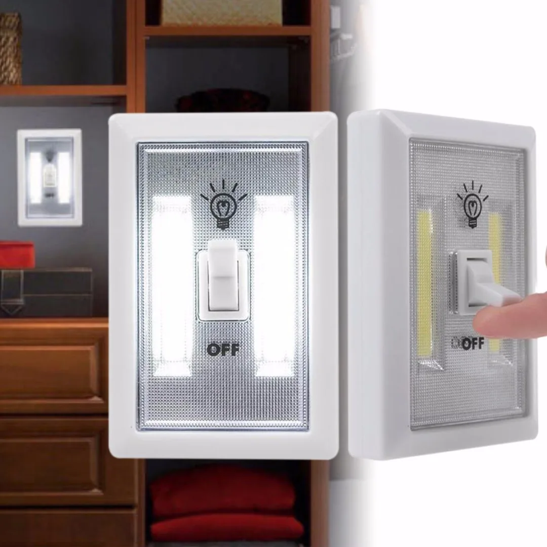 1set 3W COB LED Wireless Wall Switch Closet Cordless Night Light Battery Operated 2019 New