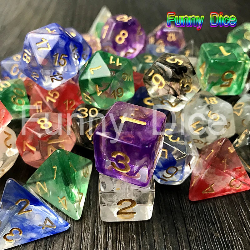 

High Quality 7pcs/Set Multi Sides Dungeons &Dragons Clear,Nebular Dice Set D4-d20 for Board Game, Dnd Rpg Game Toy
