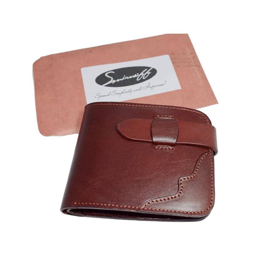 

SMIRNOFF Luxury Brand Short Hasp Vegetable Tanned Leather Mini Wallet With Coin Pocket Card Holder Handmade Small Female Wallet