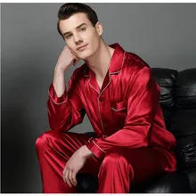 Роскошная Весенняя Мужская шелковая пижама, пижама, Мужская пижама, современный стиль, шелковая ночная рубашка, Домашняя мужская атласная мягкая Уютная пижама для сна