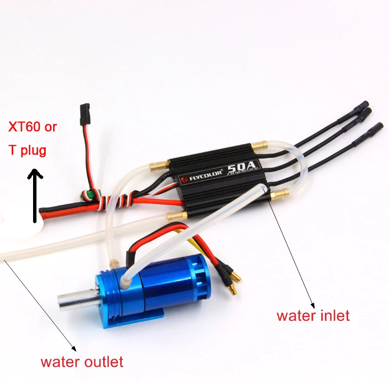 Радиоуправляемая лодка с бесщеточным двигателем с ESC комбинированная система питания 2862 2800KV 1500KV flycolor 50A ESC rudde насос водяного охлаждения - Цвет: version 1 2800KV