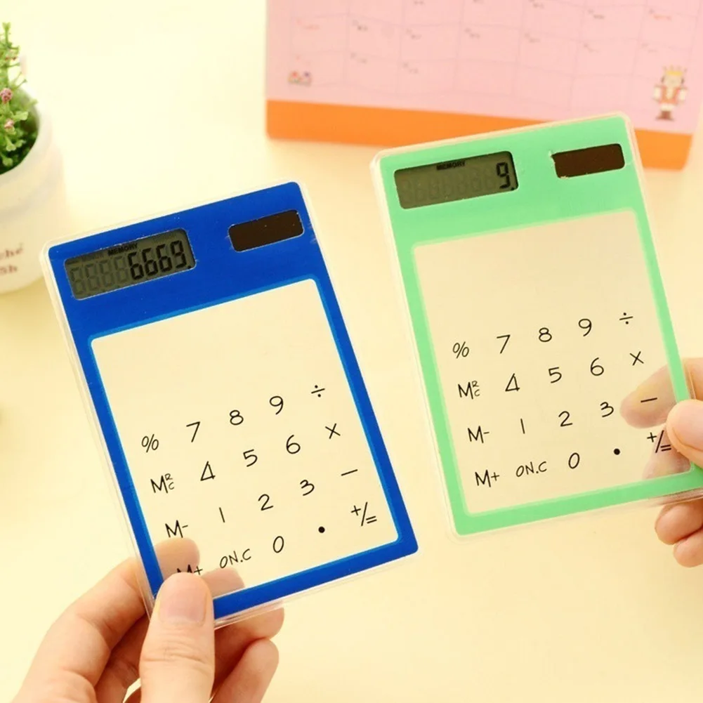 

New Hot Solar Ultra Slim Touchscreen LCD 8 Digit Electronic Transparent Calculator Home Office Use NV99