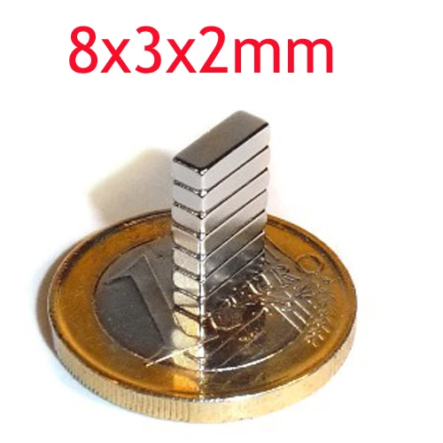 50 шт. 8x3x2 мм craft Модель Мощный Сильный редкоземельных Неодимовый магнит neo dymium N52