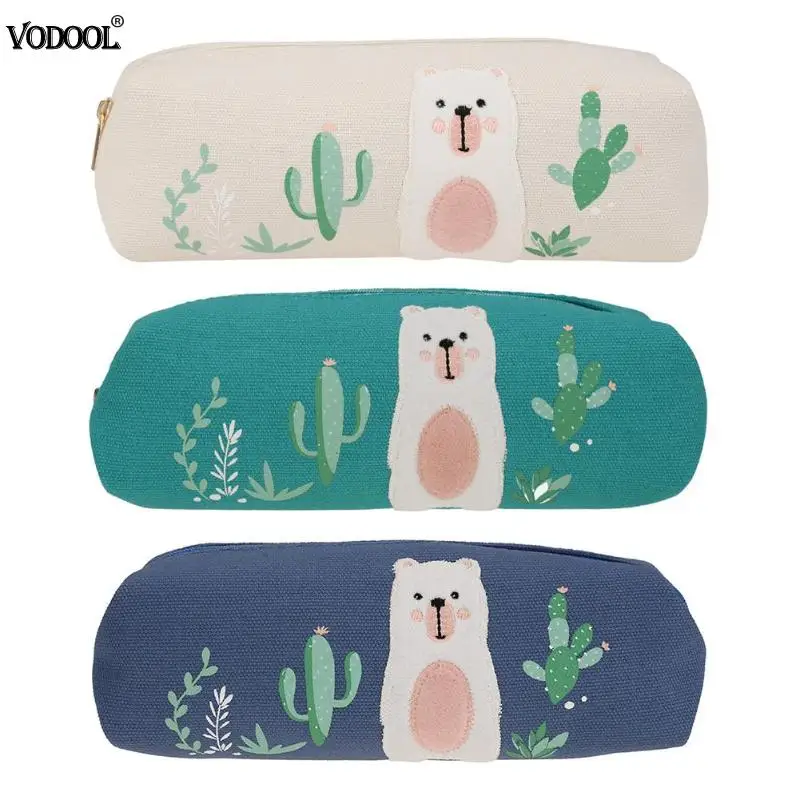 Cute Bear Print Women Canvas Pencil Case Cosmetic Casual Zipper Mini Clutch Cartoon Pencil Bag Stationery цена Cute Bear Print Women Canvas Pencil Case Cosmetic Casual Zipper Mini Clutch Cartoon Pencil Bag Stationery цены онлайн
