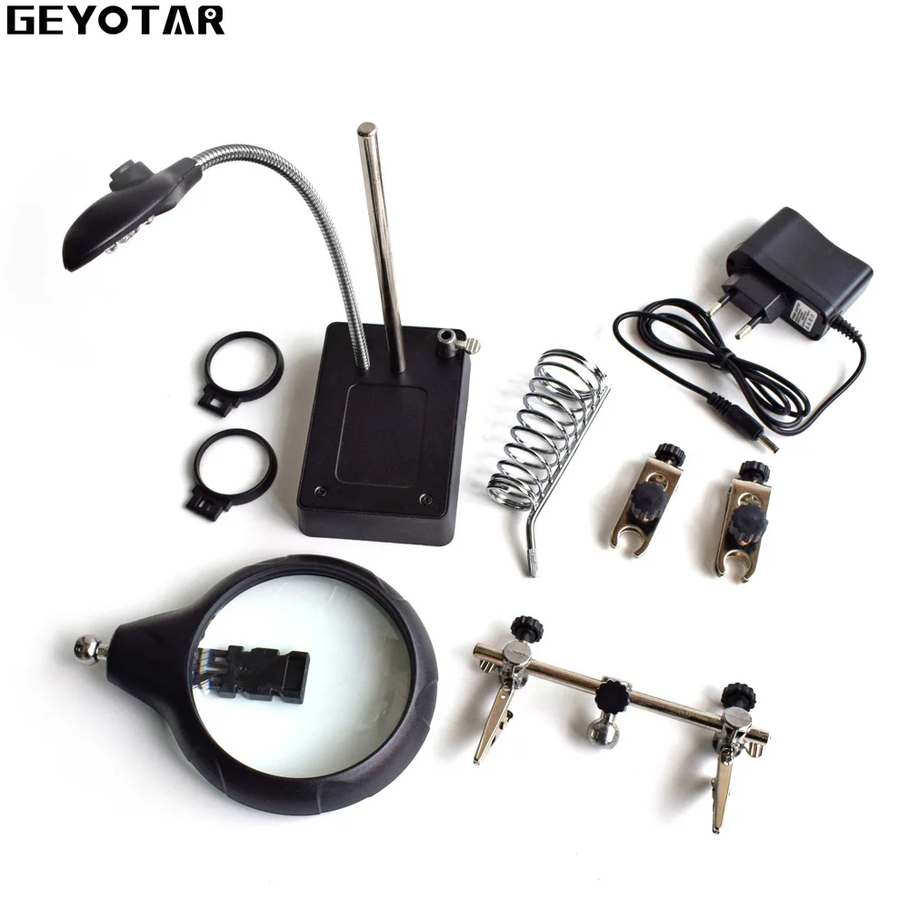 EU-Welding-Repair-Tools-Hand-Soldering-Solder-Iron-Stand-Holder-Station-Magnifying-Glass-Clamp-5-LED (4)