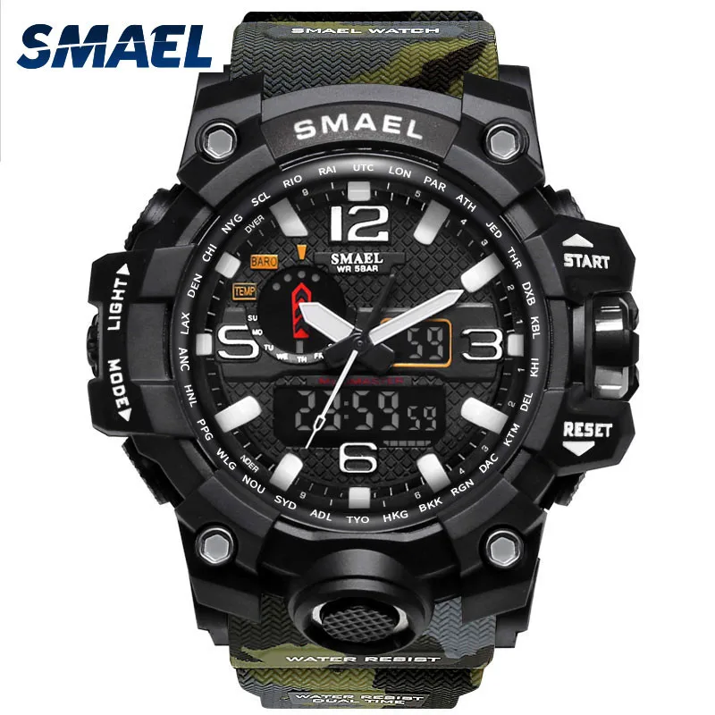 ISHOWTIENDA SMAEL мужские спортивные Multi-function waterproof светодиодный цифровой кварцевые наручные часы 1545 элегантный аналоговый роскошный Спорт #30