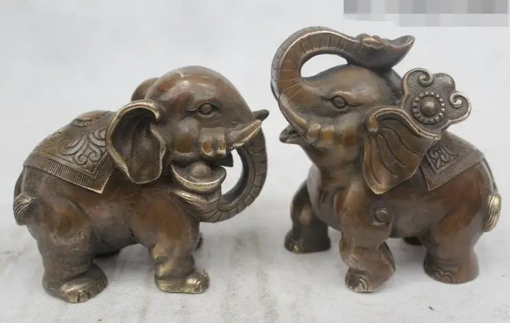 

S03170 5"Chinese Folk Pure Bronze excellent Lucky Money drawing elephant Statue (B0413)