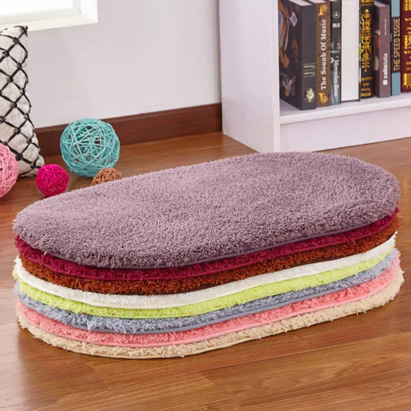 

40x60cm Fashion Carpet Oval Polyester Plush Anti-Slip Pad Soft Room Floor Sofa Mat For Bathroom Kitchen Living Room Hot LXY9 DE1