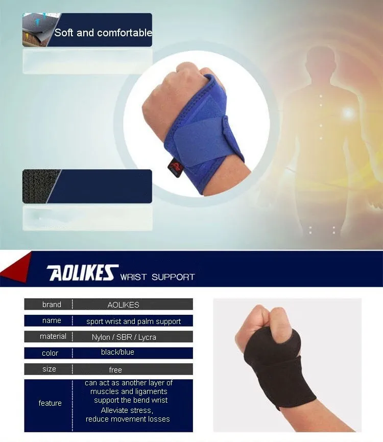 AOLIKES 2 шт спортивный манжет для поддержки запястья руки ремни обертывания для велоспорта бега для тяжелой атлетики и фитнеса для тренажерного зала, тенниса фиксатор запястья