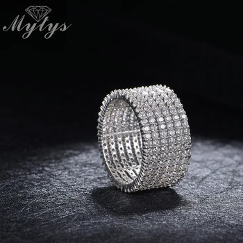 

Mytys Luxury Pave Setting Crystal Ring Silver Plated wedding Bands Ring for Women High Quality Jewelry Gift R1192