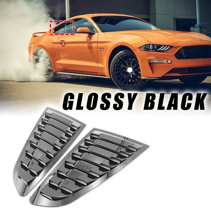 

2Pcs Glossy Black Rear Window Side Vent Louvers Cover Shield Decoration Sticker for Ford Mustang 2015 2016 2017 2018 2019