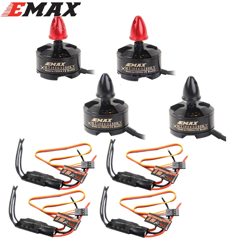 4 компл./лот EMAX MT1806 2280KV CW &amp CCW бесщеточный двигатель и 12A SimonK ESC для мультикоптера
