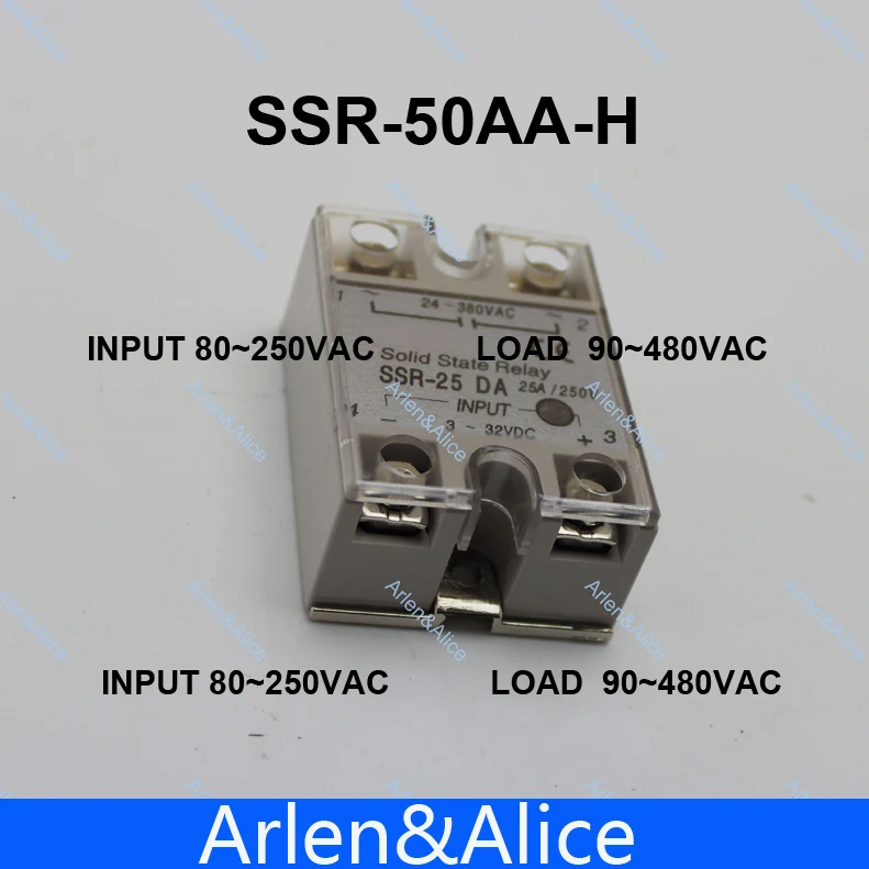 

50AA SSR 50AA-H High voltage type input 80-250V AC load 24-380V AC single phase AC solid state relay