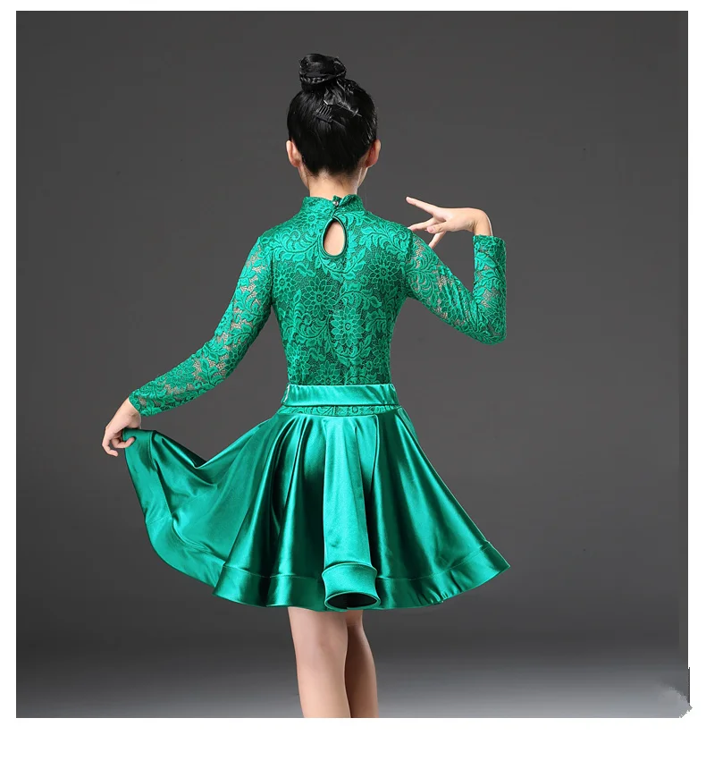 Новые кружевные бальные и латинские танцевальные платья для девочек, распродажа, Cha Rumba Samba Jive, детское платье для латины с длинными рукавами