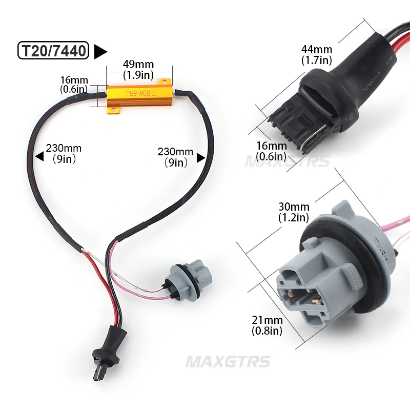 2x S25 T20 1156 BA15S 1157 7440 7443 3156 3157 50 Вт Автомобильный светодиодный поворот Син нагрузочный резистор Canbus Error Free проводки декодер компенсатора