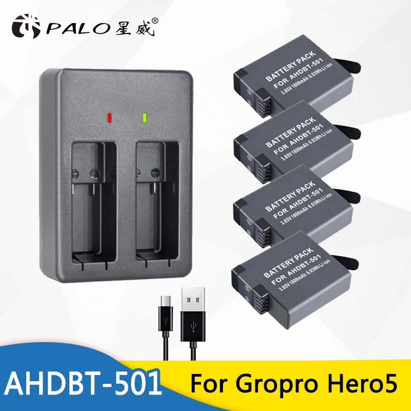 4pcs 1800mah Liion Rechargeable Battery For Gopro Hero 5 Gopro 6 Action Camera Battery Ahdbt