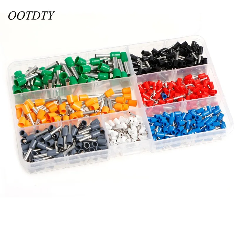 

OOTDTY 600Pcs Insulated Cord End Terminal Bootlace Cooper Ferrules Kit Set Wire Copper Crimp Connector