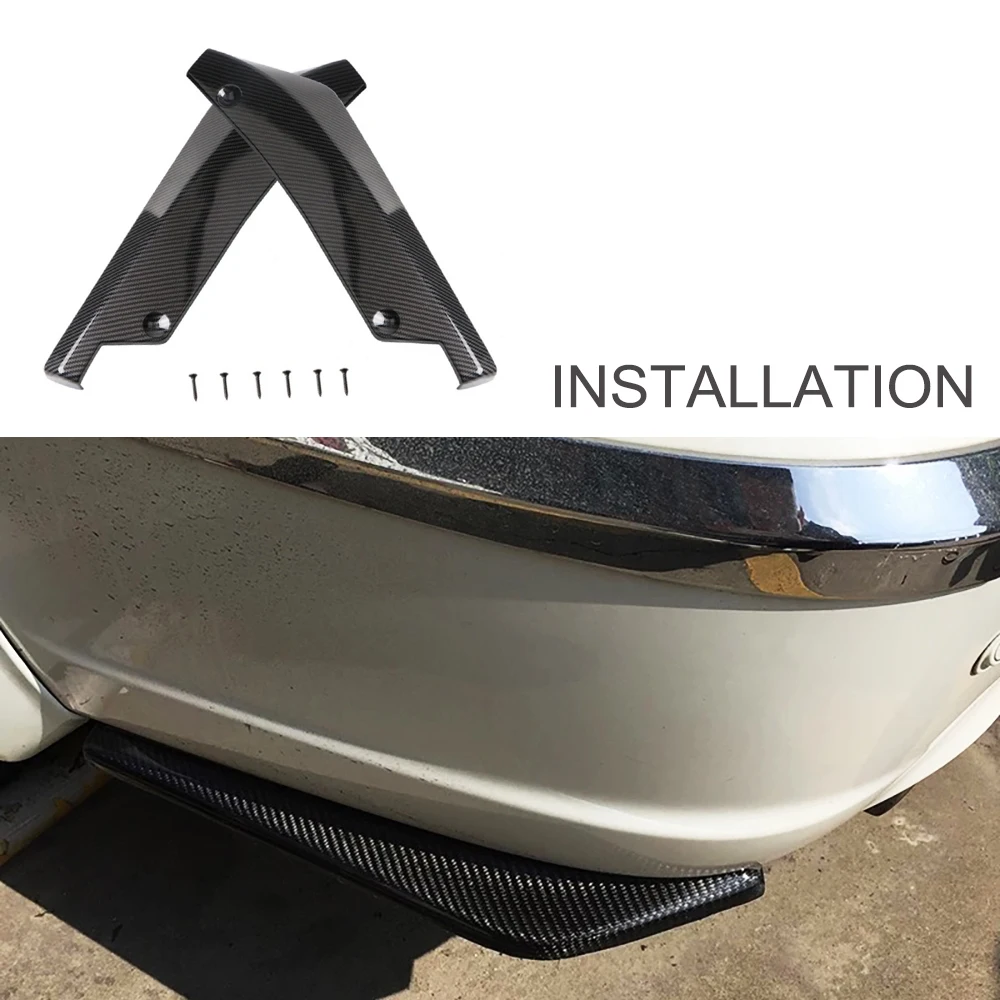 Jeazea Universal Abs Carbon Fiber Rear Bumper Lip Angle Splitters