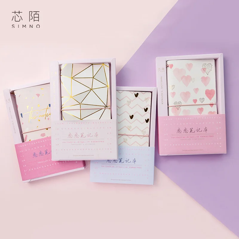 

Gilding Pink Mood Series Notebook Travel Diary Journal Month Planner Bandage Notepad Student Stationery School Office Supplies