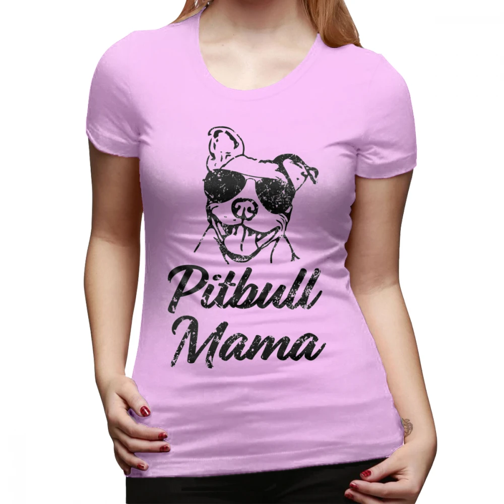 Футболка Pitbull Mama Funny Pit Bull Mom, футболка в уличном стиле, Новая модная женская футболка с коротким рукавом, женская футболка - Цвет: Розовый