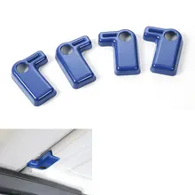4PCS/SET blue ABS Inner Car Top Roof Handles Cover Trim Cap Decoration For Wrangler Rubicon JK 2008-2016