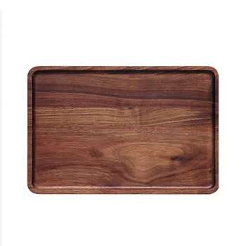 

Japanese Style Rectangular Wooden Plate Black Walnut Wooden Serving Plate Bread Wooden Plate Fruit Tray Saucer