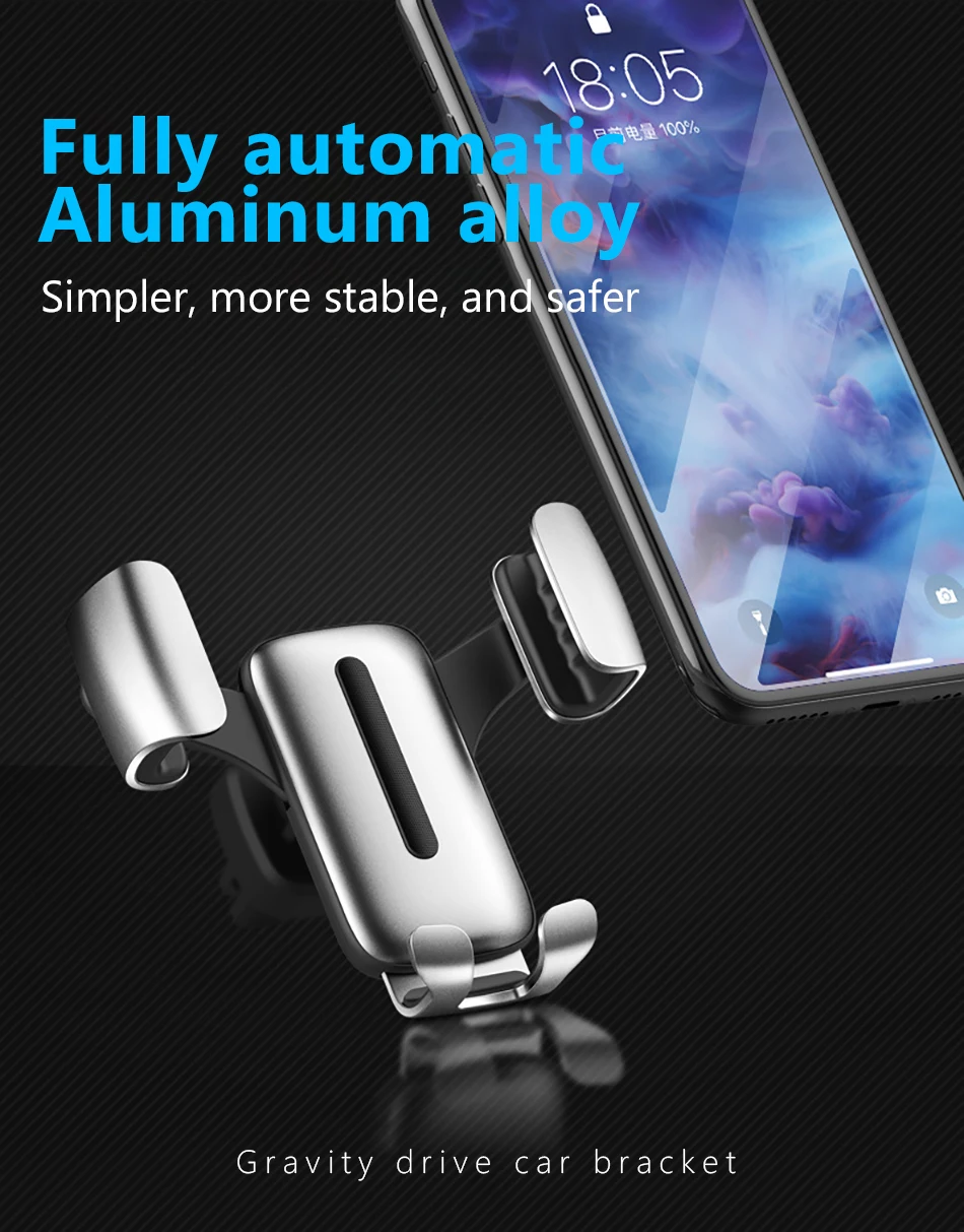 !ACCEZZ Universal Air Vent Car Phone Stand Holder For Samsung S9 iPhone X 8 Xiaomi Huawei Bracket Aluminum Alloy Support Holder (1)