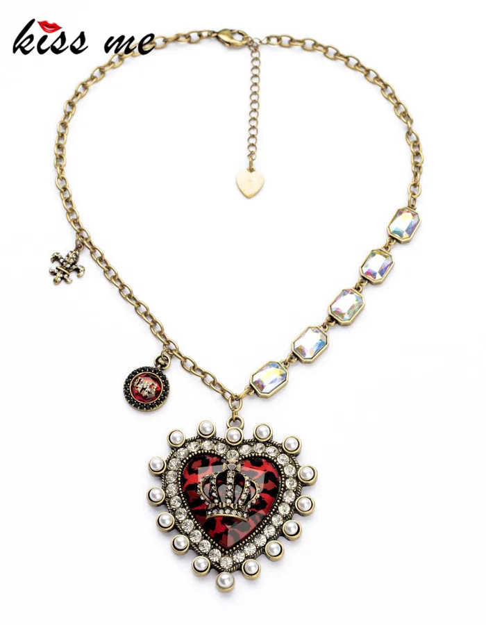 

New Styles Statement Fashion Elegant Leopard Resin Stone Heart Pendant Banquet Necklaces &Pendant 2017