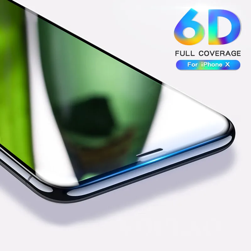 6D изогнутое полное покрытие краев закаленное стекло для iPhone 8 7 6 Plus X Защита экрана для iPhone 7 8 6 6s Plus защитное стекло flim