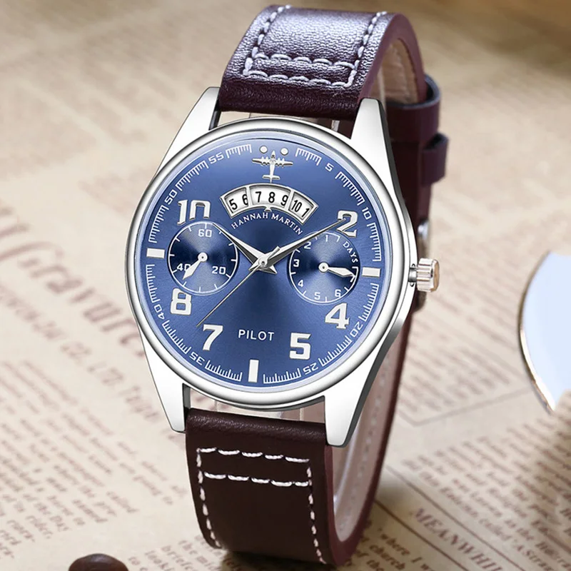 Pilot Watch Military Sports Men Watch Luxury Brand Japan Quartz Men's Wristwatches Leather Creative Male Clock relogio masculino