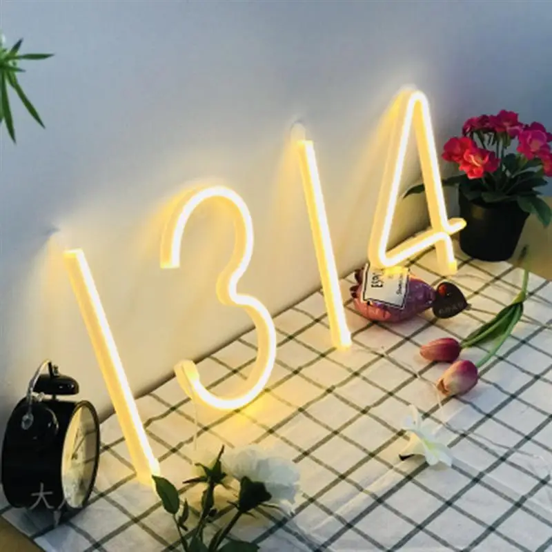 Неоновая лампа римскими цифрами Форма светодиодный ночной Светильник для дня рождения Свадебная вечеринка Спальня Настенный декор теплый белый светильник номер, возраст 0-5 лет