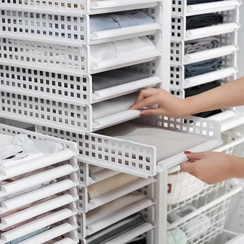 

Plastic Storage Rack Stackable Clothes Drawer Style Storage Shelf for Toy Sundries PAK55