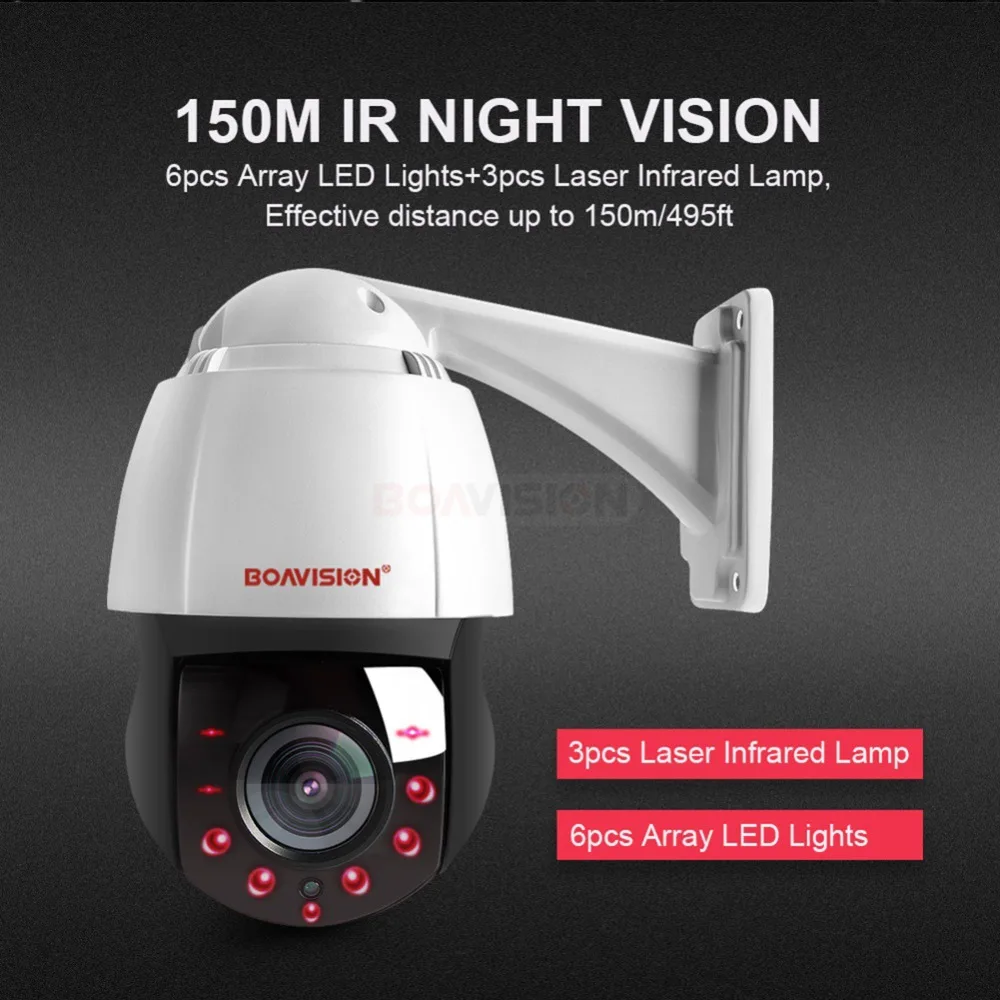 Купольная камера видеонаблюдения HD 1080P 4 МП 5 PTZ IP 30 кратный зум ИК 150 м ночного