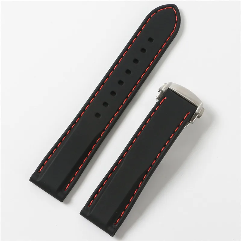 Водонепроницаемый ремешок для часов, резиновый силиконовый ремешок для часов Seiko Casio, 18 мм, 20 мм, 22 мм, черный, синий, для дайвинга, спорта, для мужчин Tissot+ Инструменты - Цвет ремешка: black red 1