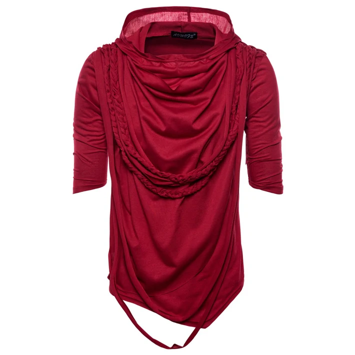 Red Красная толстовка с капюшоном, Мужская футболка, новинка, модная, с кисточками, необычная, приталенная, мужская, s, толстовки, футболки, хип-хоп, уличная одежда, топы, футболка, Homme - Цвет: Red
