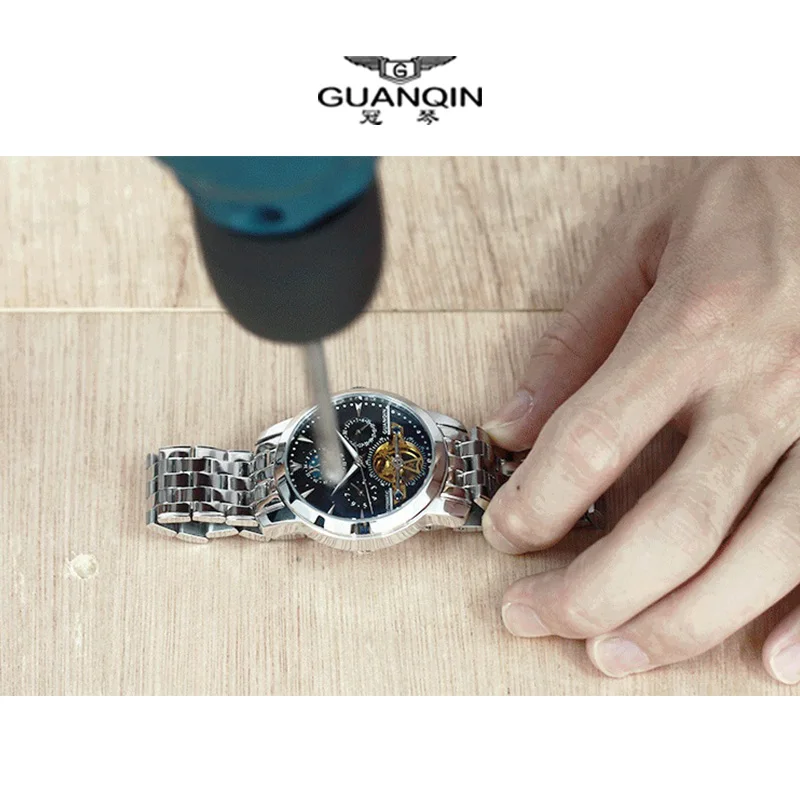 GUANQIN Высокое качество Tourbillon часы Роскошные Мужские механические сапфир