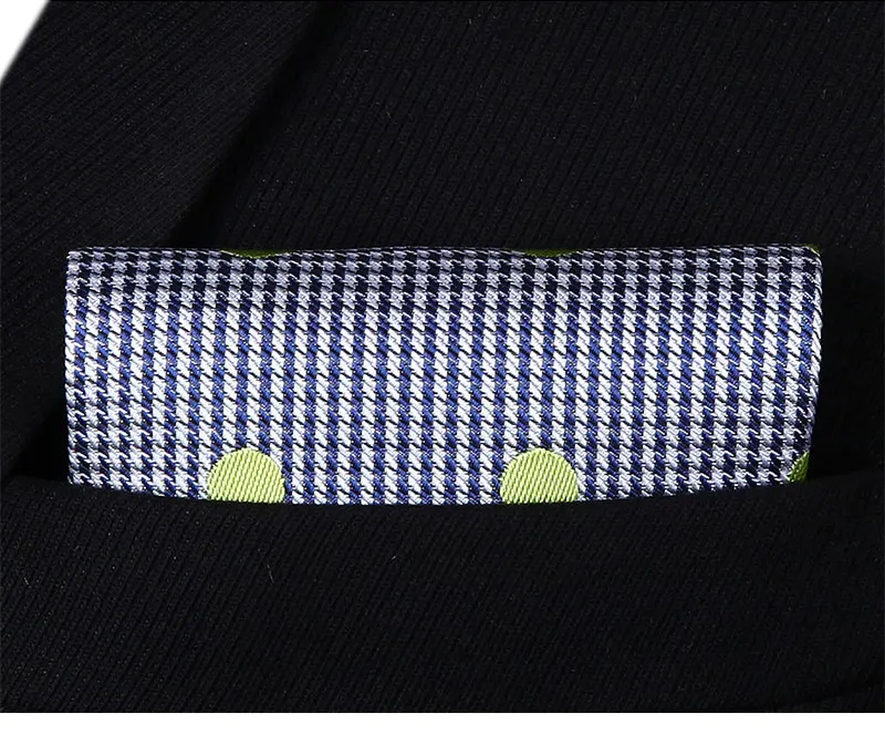 Вечерние свадебные классические платок галстук тканые Для мужчин галстук сине-белые желтый горошек галстук платок комплект # TD802G8S