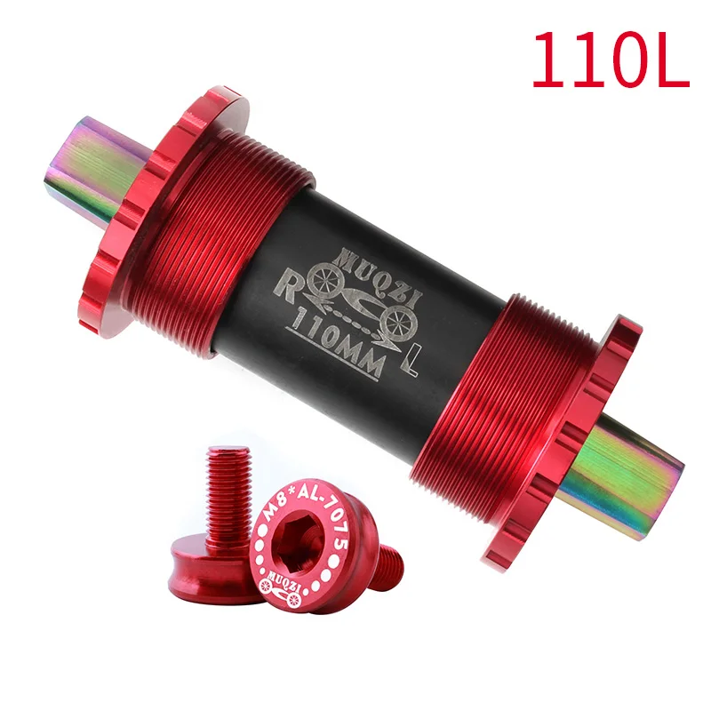 110mm Red Велосипедов среднего ось titanium каретка для складного велосипеда с фиксированной передачей MTB дорожный bike103/107/110/113/119 мм титановый стержень - Цвет: 110mm Red