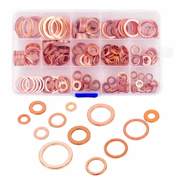 

280Pcs/Set Copper Sealing Washer Solid Gaskets Flat Seal Ring Kit for Boat ALI88