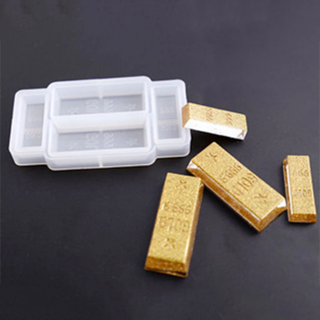Clear Silicone Mold Gold Bar Shaped Mould for DIY Chocolate, Soap, Cake Tool, Resin Casting Mold for Home Ornament Crafts