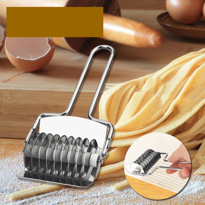 Stainless Steel Manual Noodle Maker Noodles Cutter Handle Faceted Wheel