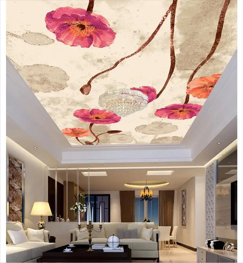 Custom Photo Wallpaper 3d ceiling murals wallpaper Art pink flower