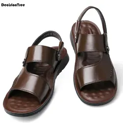Модные Для мужчин удобные из натуральной коровьей кожаные сандалии мужские Пляжная Летняя обувь Повседневное дышащие Нескользящие