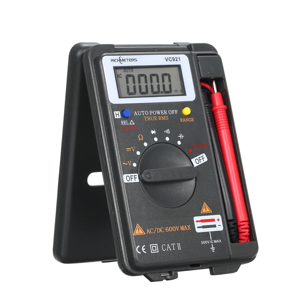 

RICHMETERS VC921 Handheld Mini Digital Multimeter Multifunction 4000 Counts Multi Meter AC/DC Transistor Voltage Tester Ammeter
